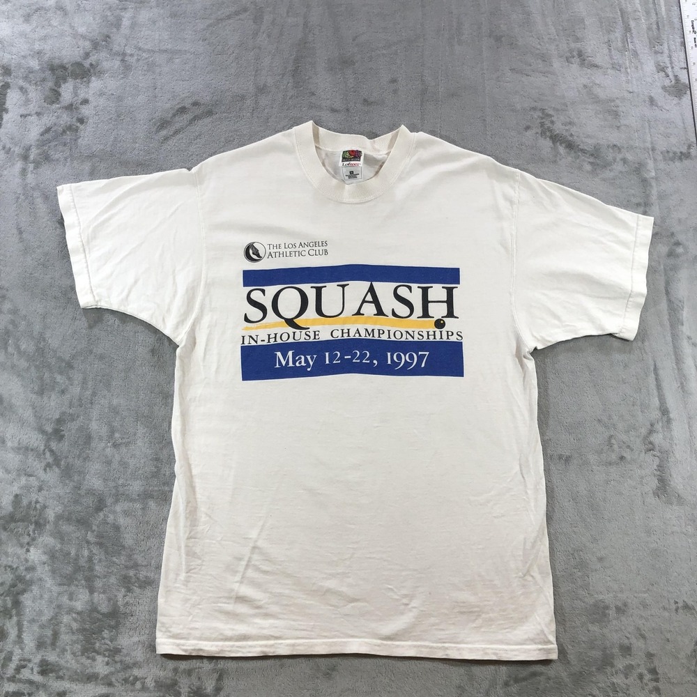 Vintage Fruit Of The Loom Los Angeles Squash Shirt Mens Medium White 1997 Tee